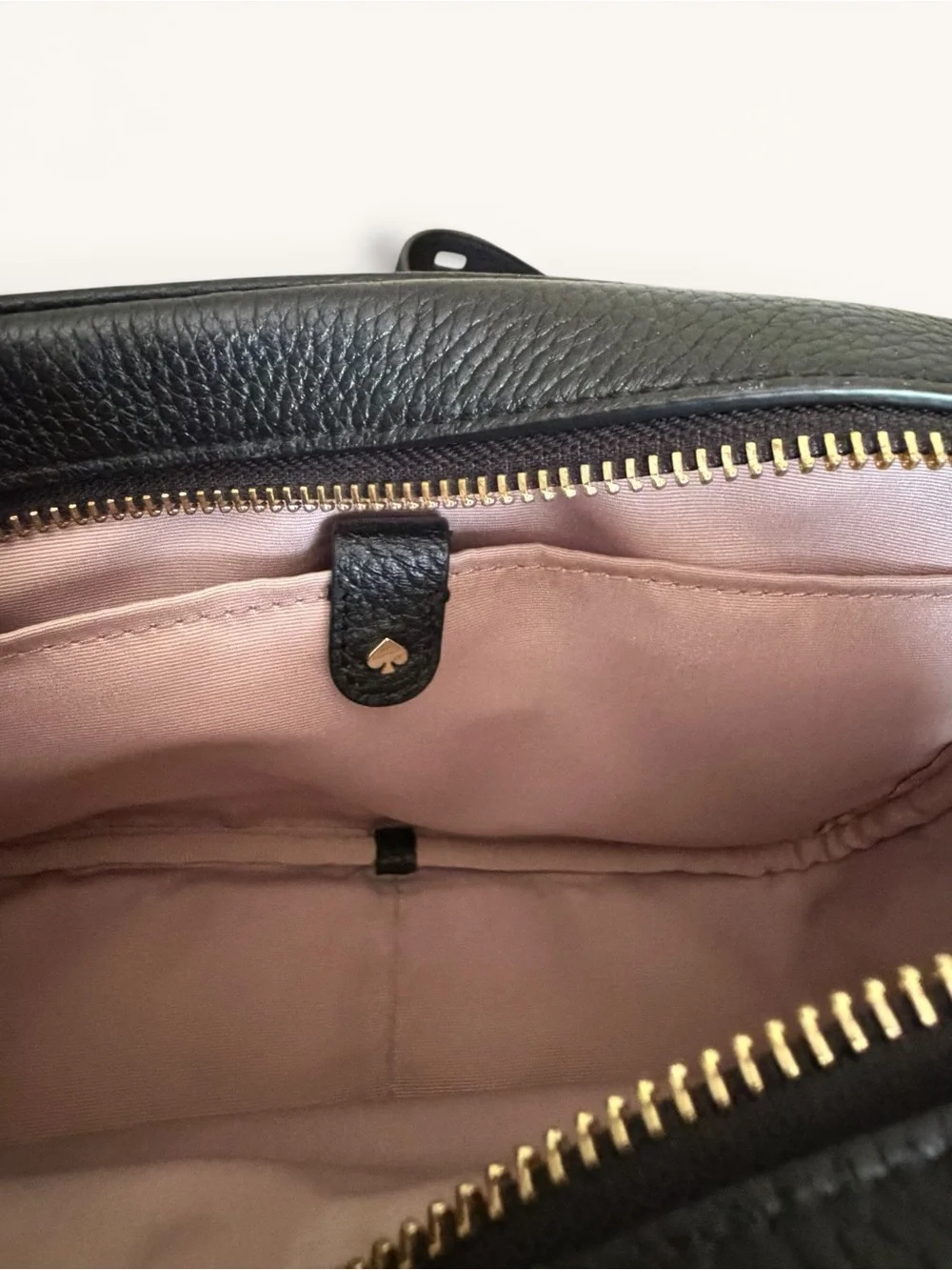 kate spade Black Pebbled Leather Camera Infinite Bag with Gold Hardware